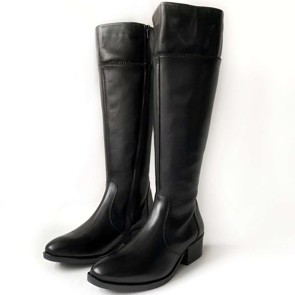 ITALIAN SHOEMAKERS Black Leather Knee Boot!